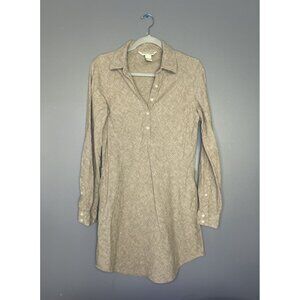 Kyodan Freedom Trail Shirt Dress Womens M Beige Linen Cotton Long Sleeve Pockets